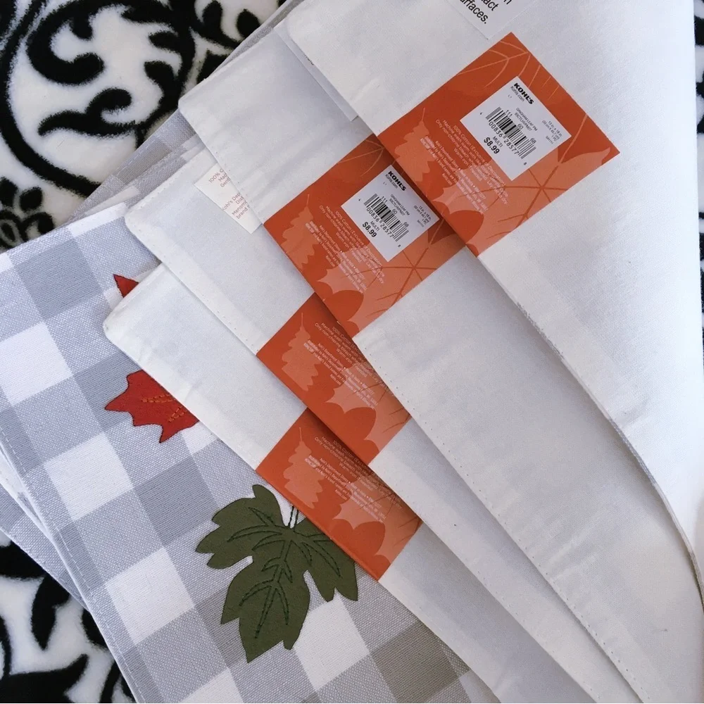 3 For 30 💥 Fall Leaf Cotton Placemat‎ Set Kohls Seasonal Holiday Thanksgiving